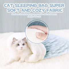Cat sleeping bag large grey corduroy outside fleece inside provides warmth and softness.