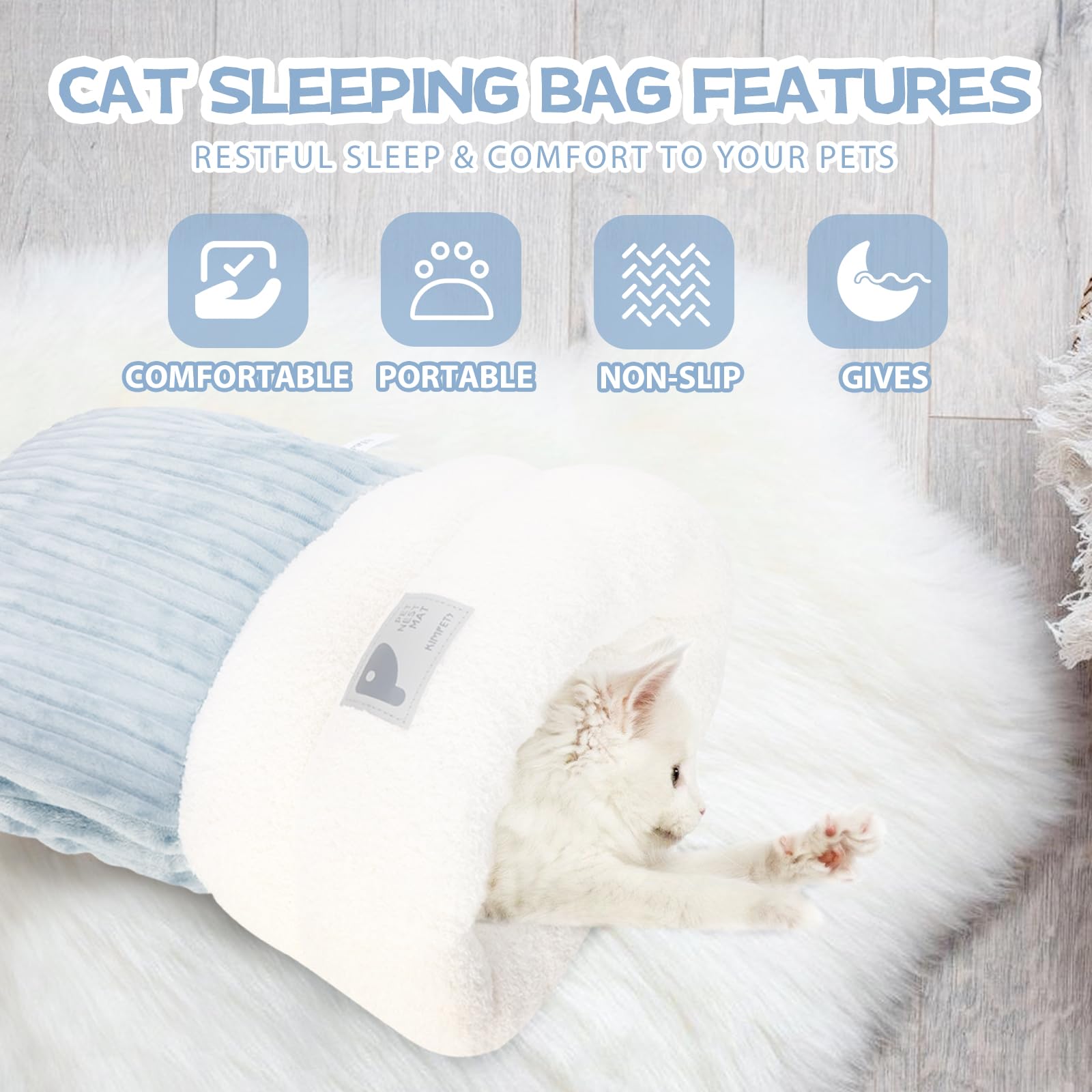 Cat sleeping bag large grey folded compact for easy storage and travel.