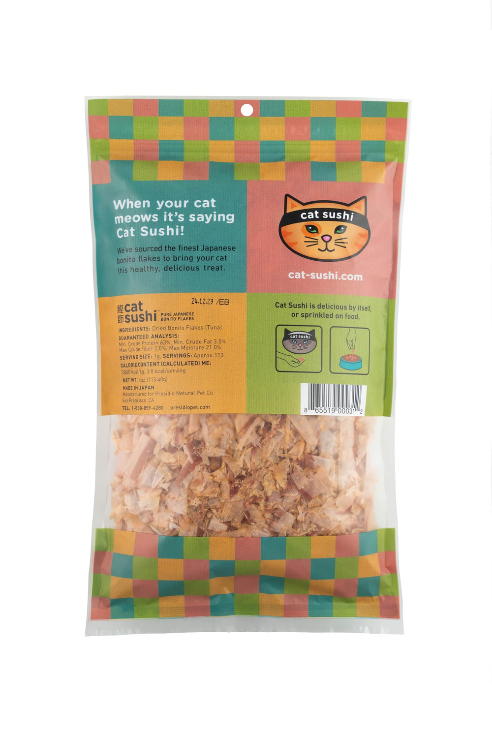 Cat Sushi Bonito Flakes cat-treat mealtime visual conveys convenient topping.