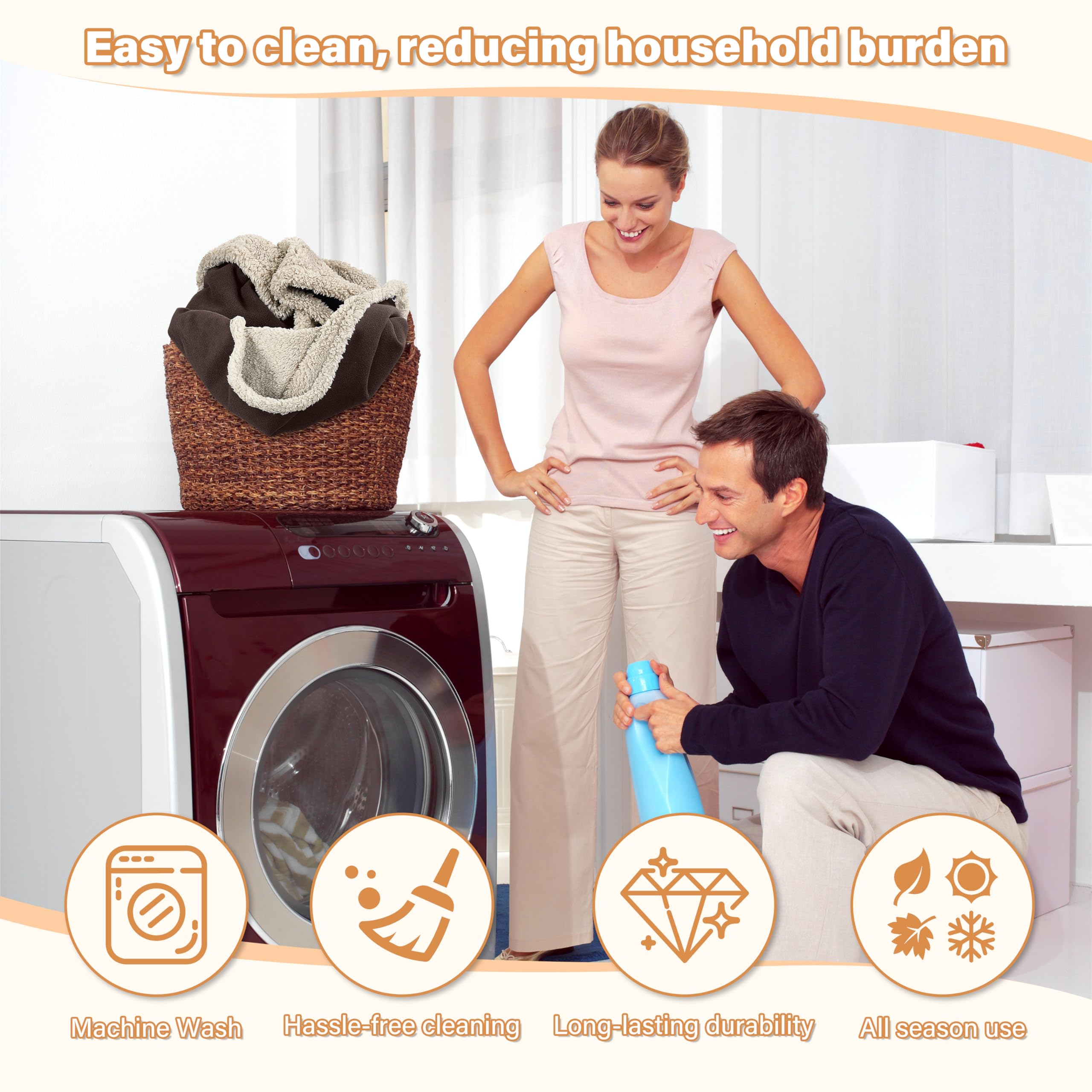 Catalonia waterproof-bed-blanket-easy-care finish is machine washable.