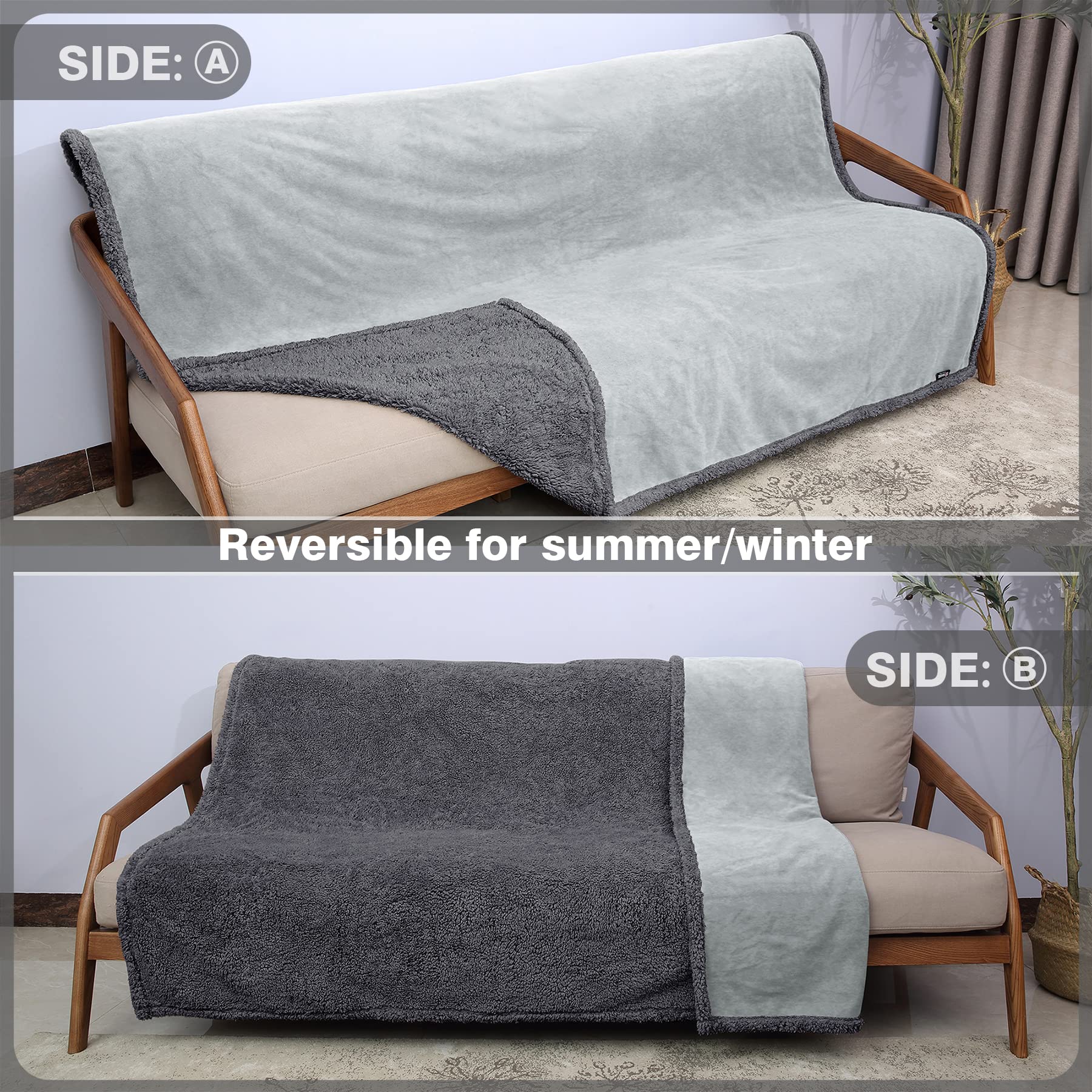 Catalonia waterproof blanket grey texture complements decor for bed or sofa