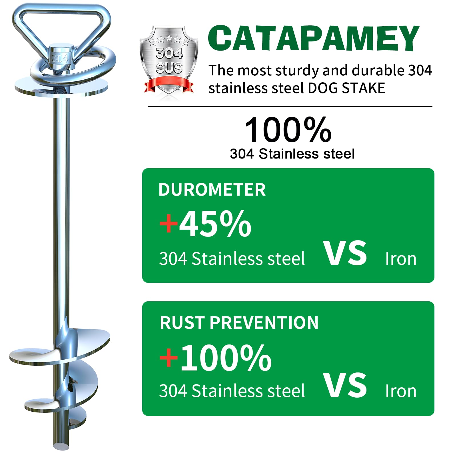 Catapamey spiral ground stake anchors securely for yards and uneven soils.