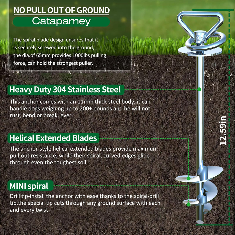 Catapamey heavy-duty tie-out set includes stake and 30ft cable for larger breeds.