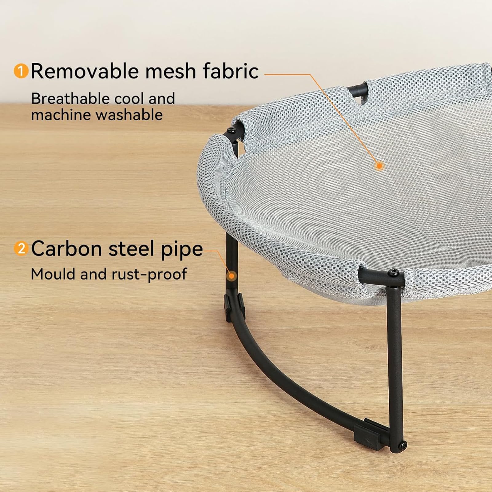 CatAve Cat Bed Hammock breathable mesh with removable washable fabric for quick cleaning.