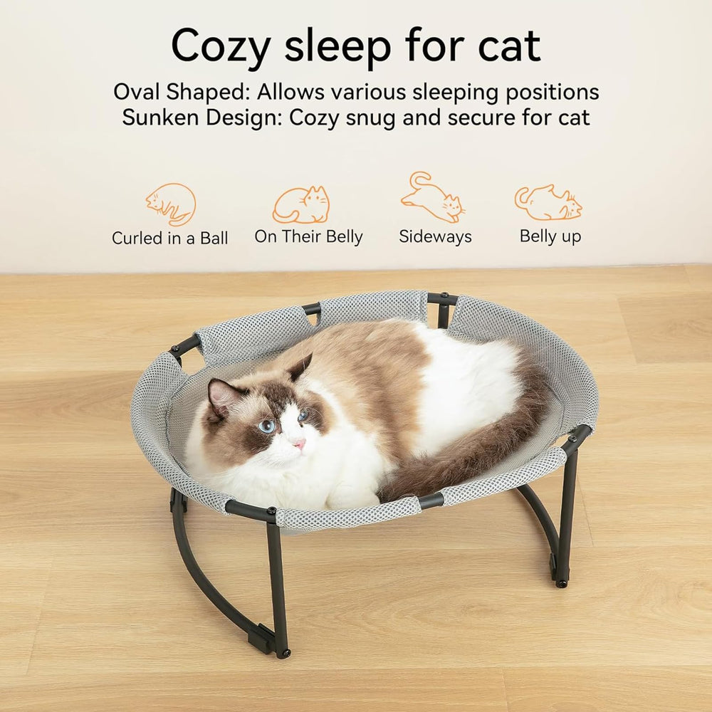 CatAve Cat Bed Hammock elevated stand provides warmth and relief from cold floors.