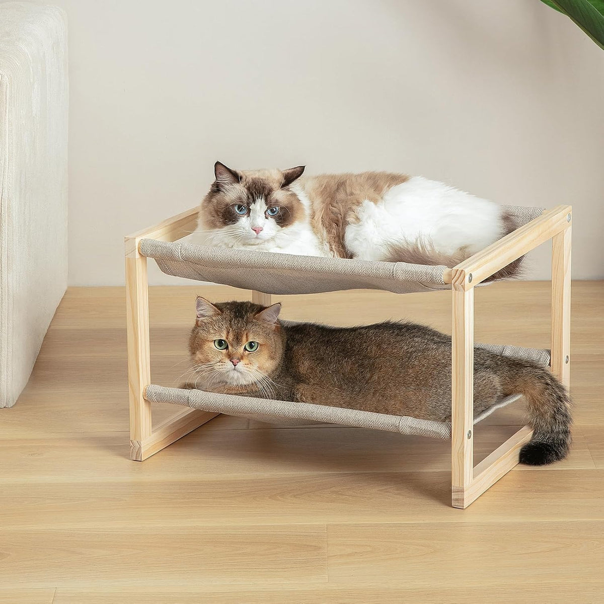 CatAve double-layer cat hammock bed side view showing secure lounging space