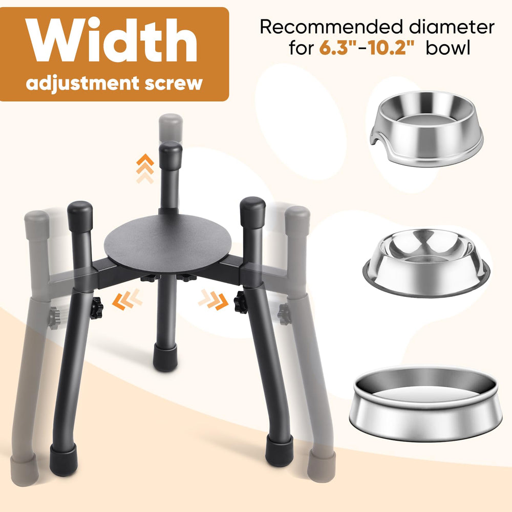 CatAve elevated dog bowl stand wide-width adjustment fits bowls and spaces.