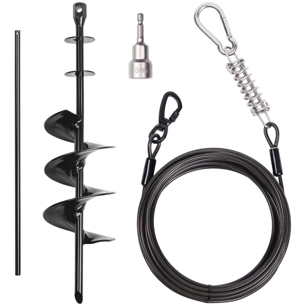 CatAve heavy-duty dog tie-out stake ground assembly for secure yard setup
