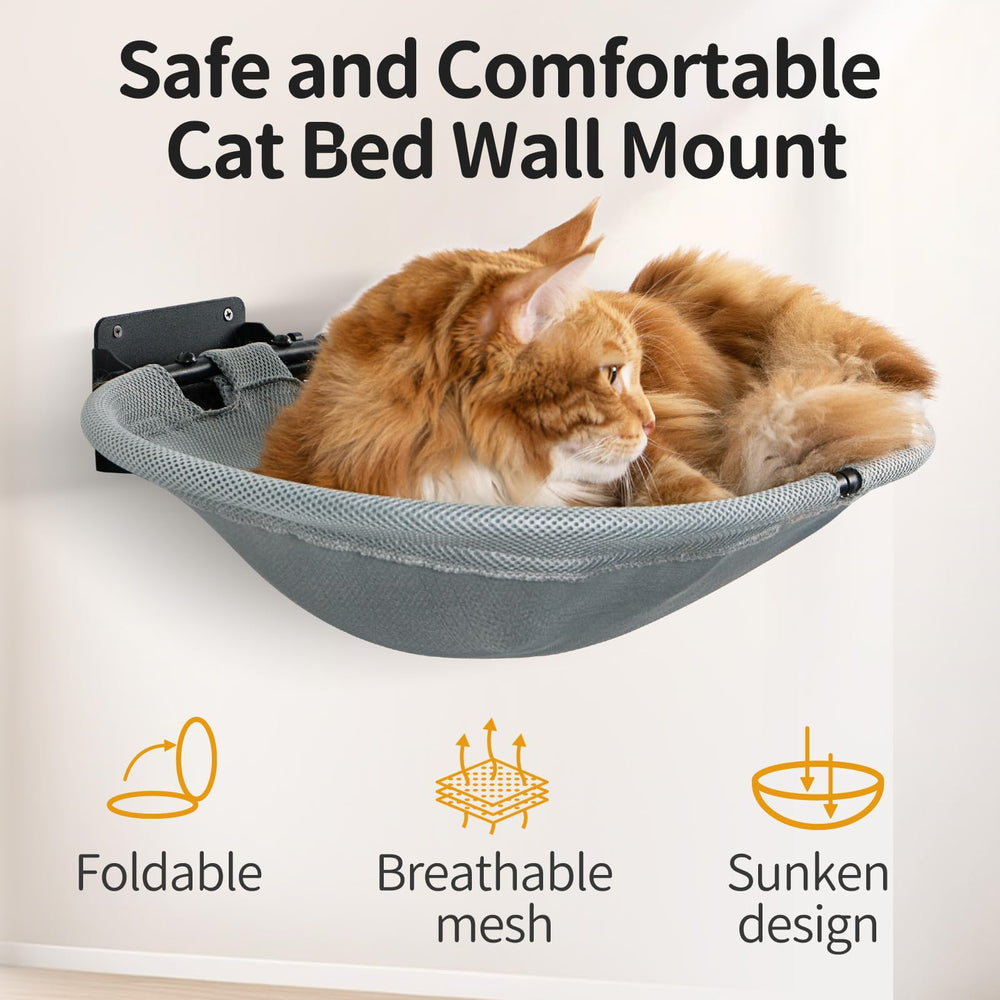 CatAve wall-mounted cat hammock in use offers elevated comfort.