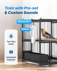 CATBOAT Smart Bird Training Camera Voice Recorder captures training prompts and bird responses.