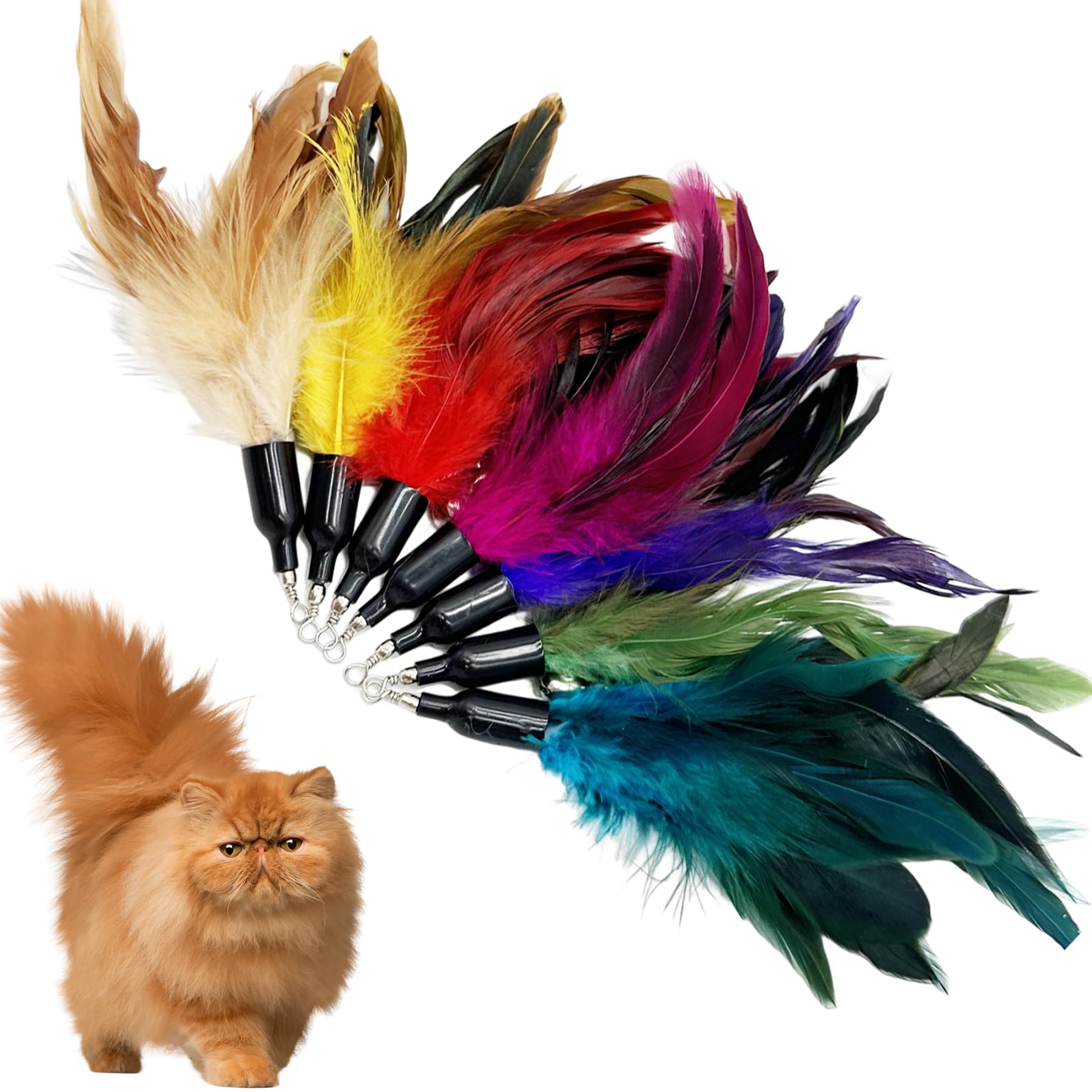 CATENEED close-up of cat feather refill shows soft fluttering feathers for flick-and-pounce play