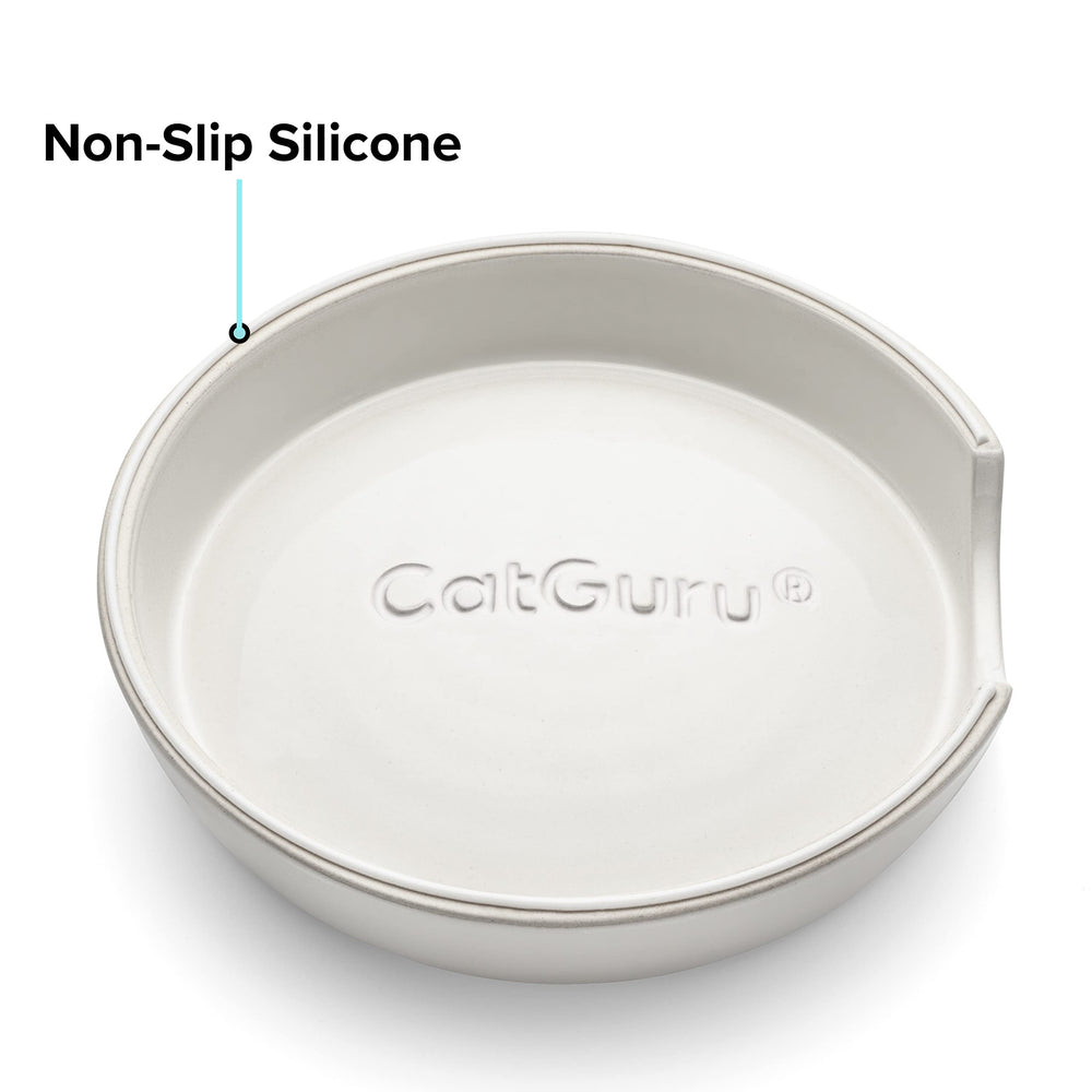 CatGuru dishwasher and microwave-safe bowl for easy cleaning.