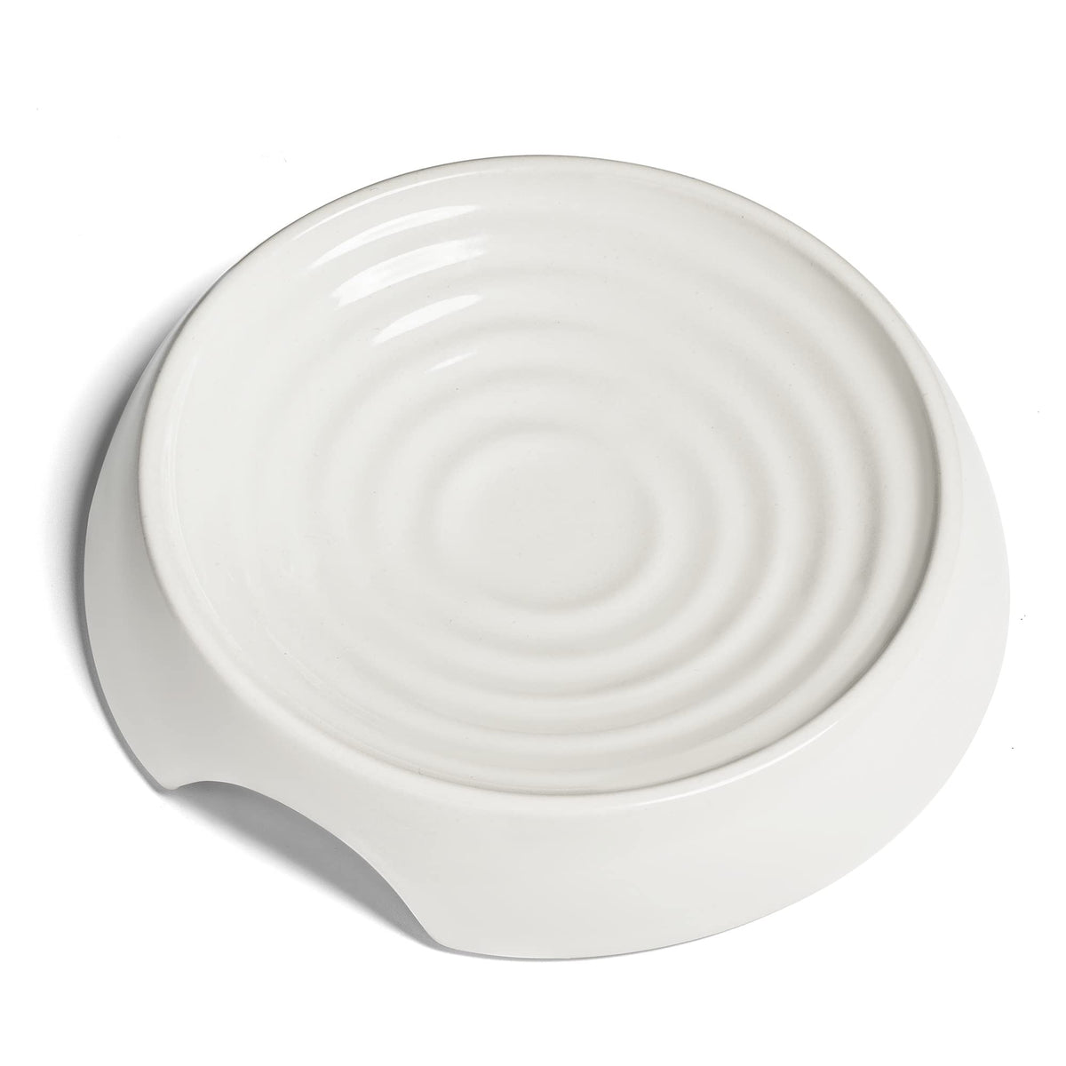 CatGuru whisker-relief shallow ceramic bowl eases mealtime for indoor cats.