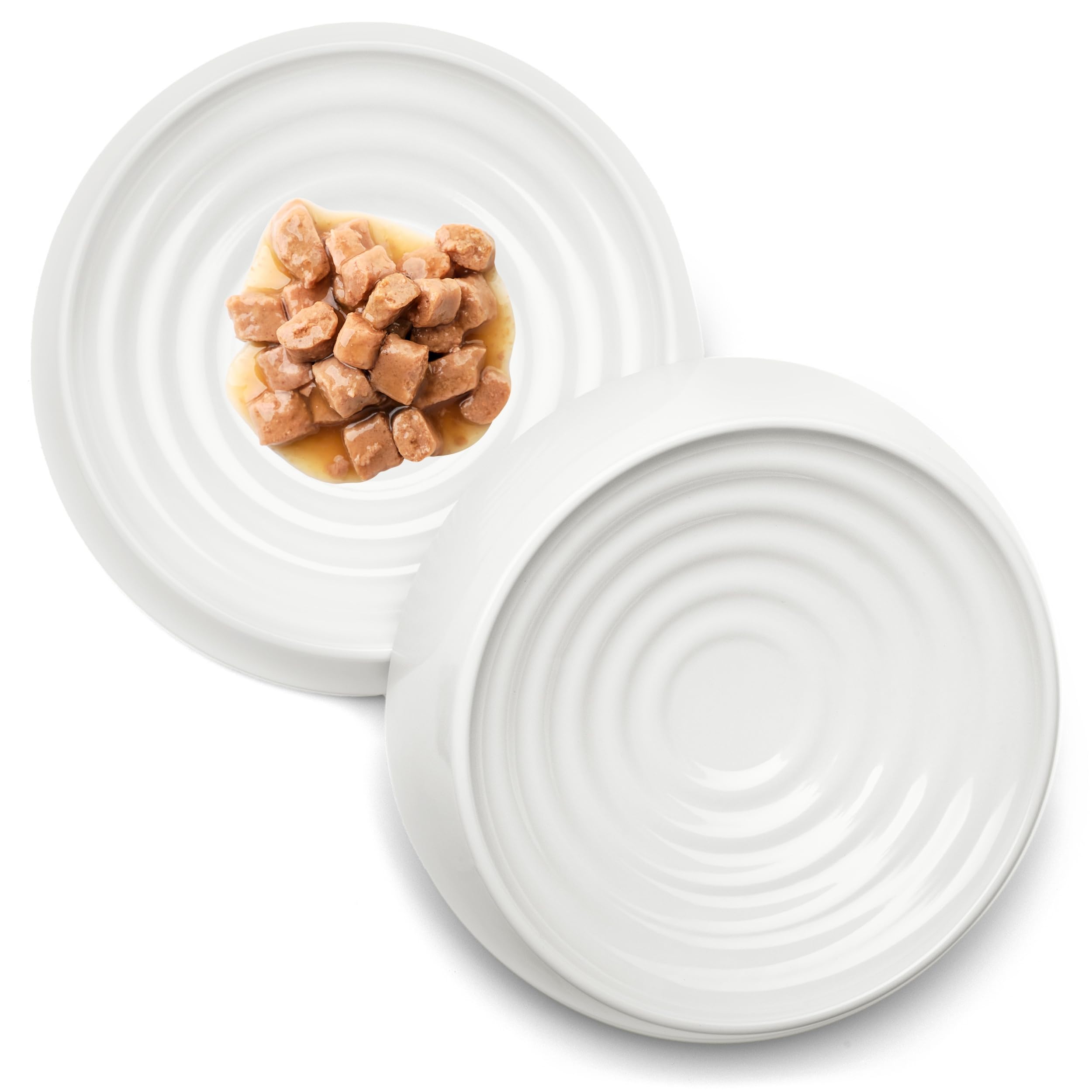 CatGuru whisker-friendly bowls front view in marshmallow color promotes comfortable meals