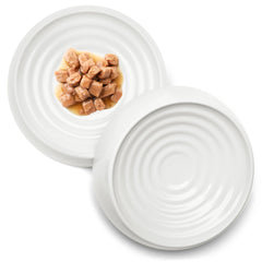 CatGuru whisker-friendly bowls front view in marshmallow color promotes comfortable meals