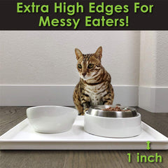 CatGuru Cat Food Mat easy-clean surface resists mess and cleans quickly.