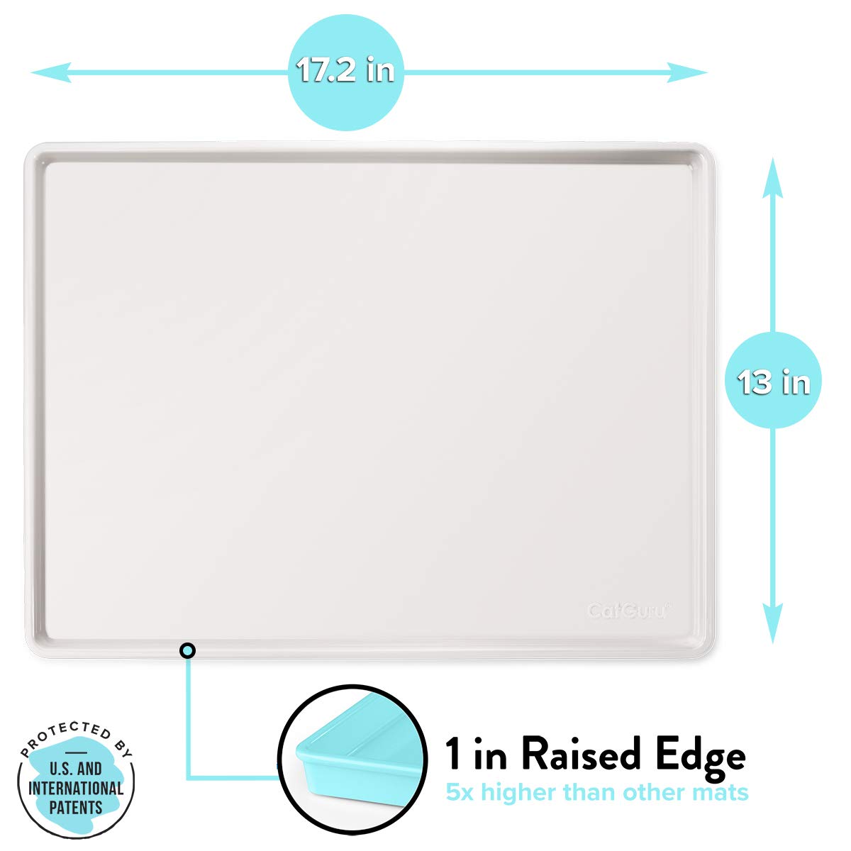 CatGuru Cat Food Mat waterproof tray supports clean feeding with water containment.