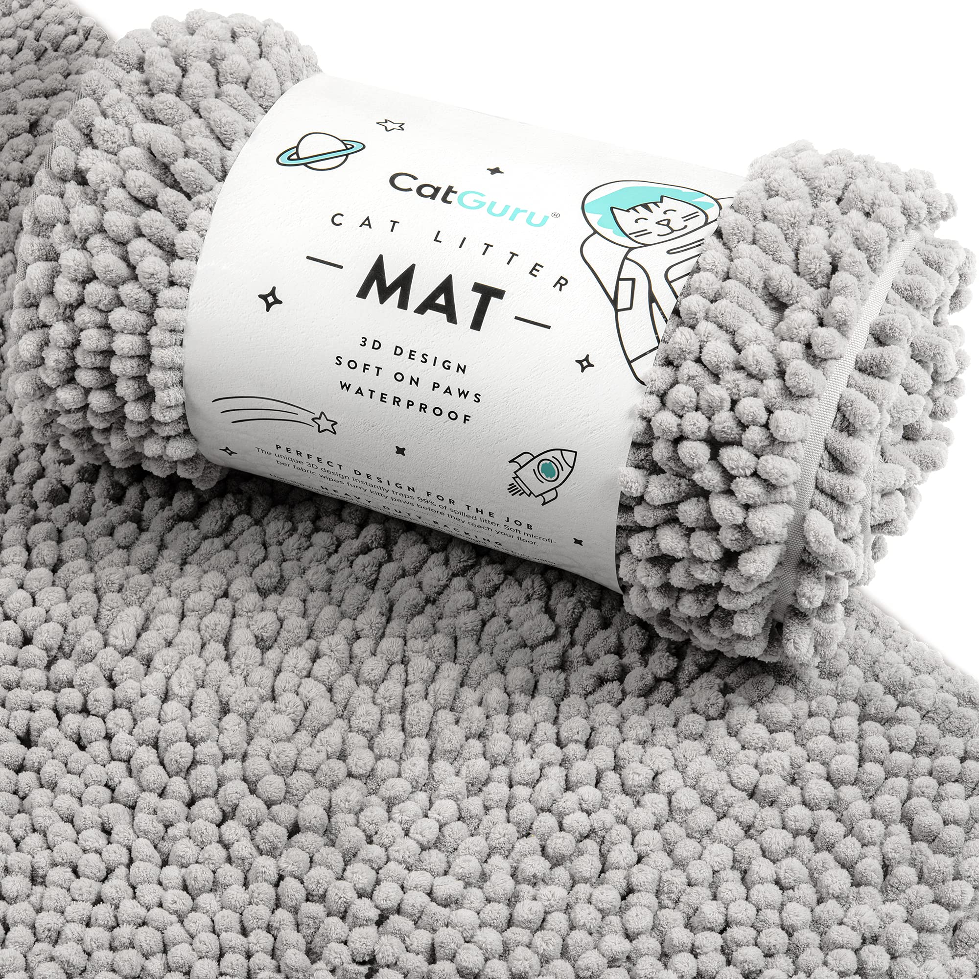 CatGuru litter mat with 3D trapping design keeps floors cleaner