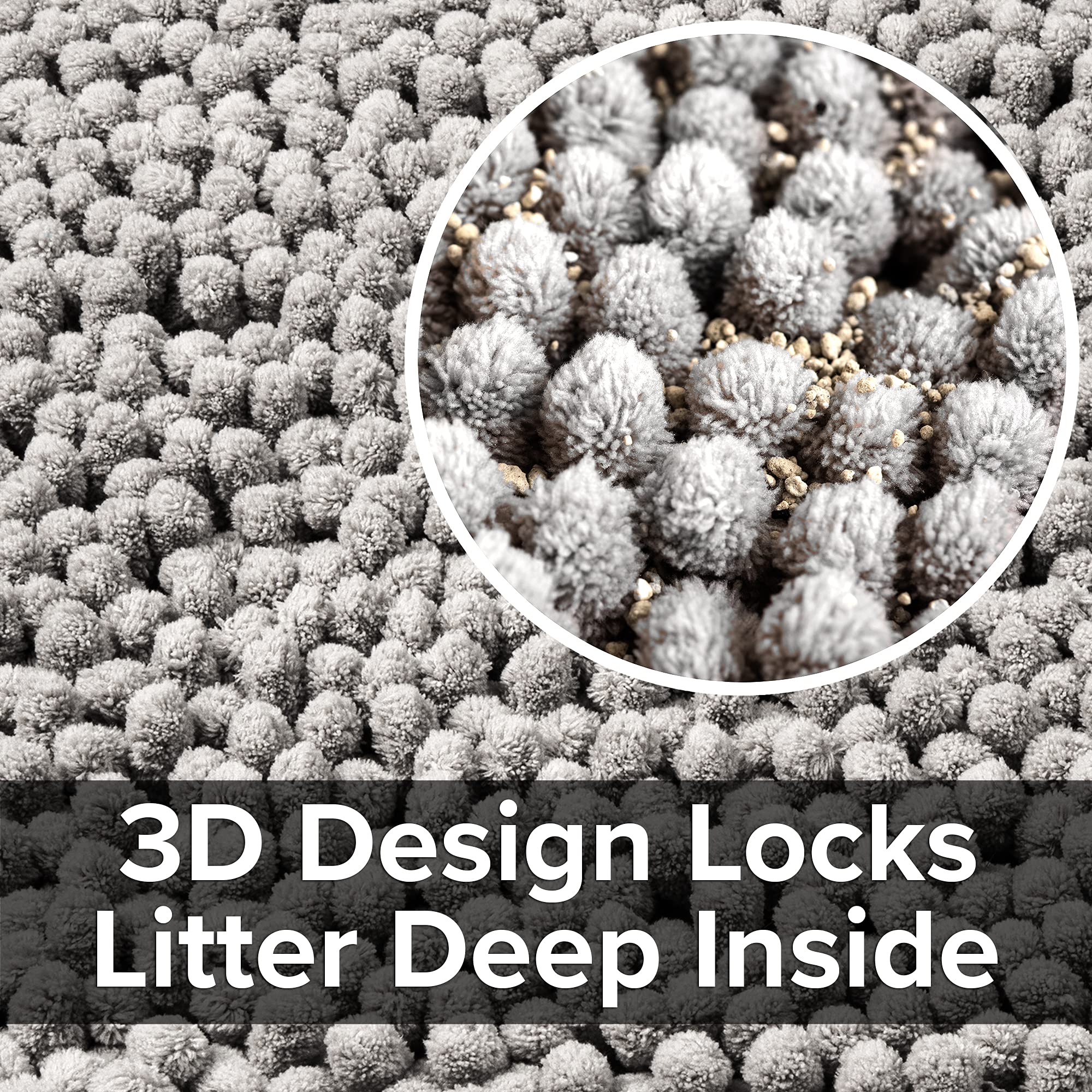 CatGuru 3D trapping detail demonstrates effective litter capture for clean floors.