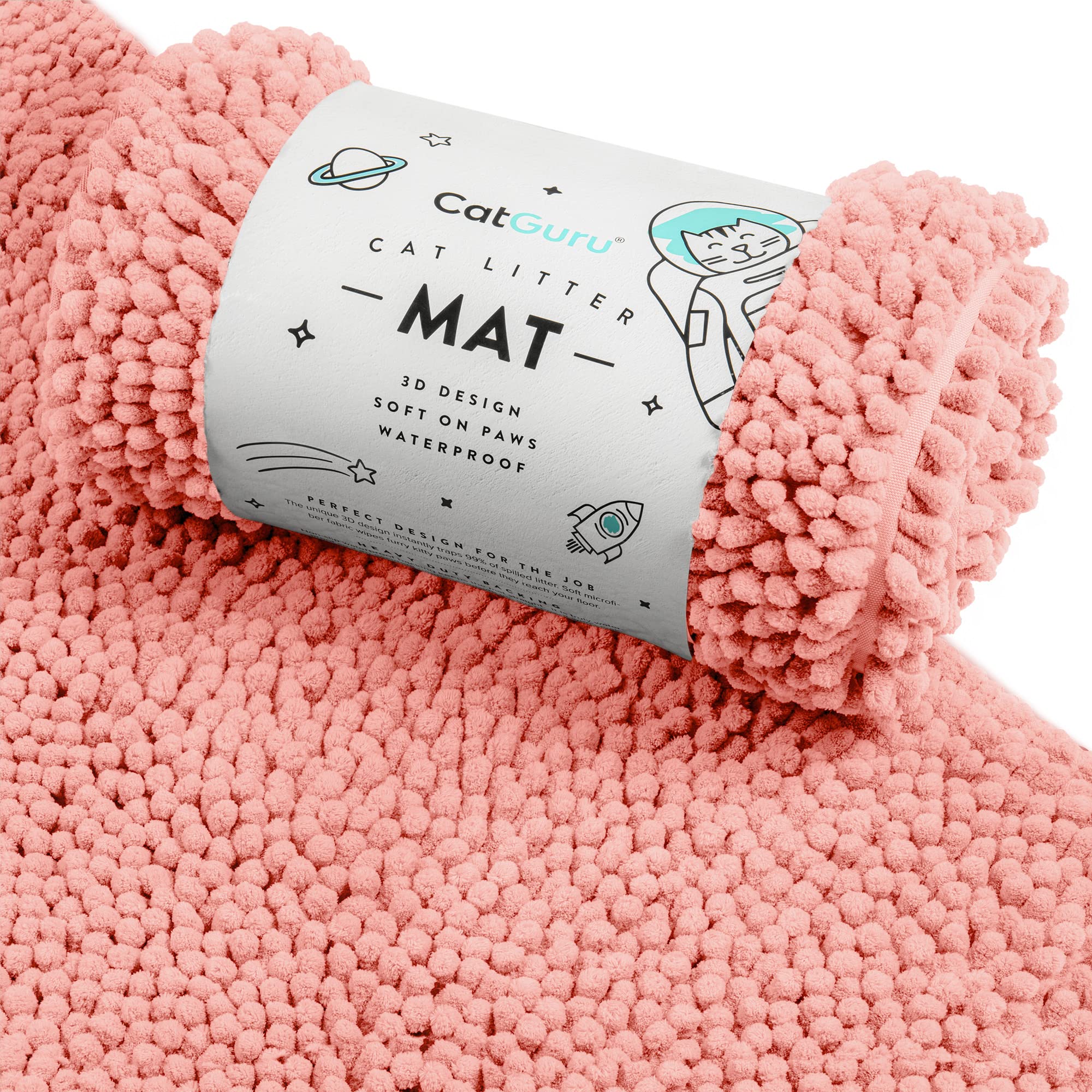 CatGuru Cat Litter Mat top view in coral traps litter and reduces floor mess