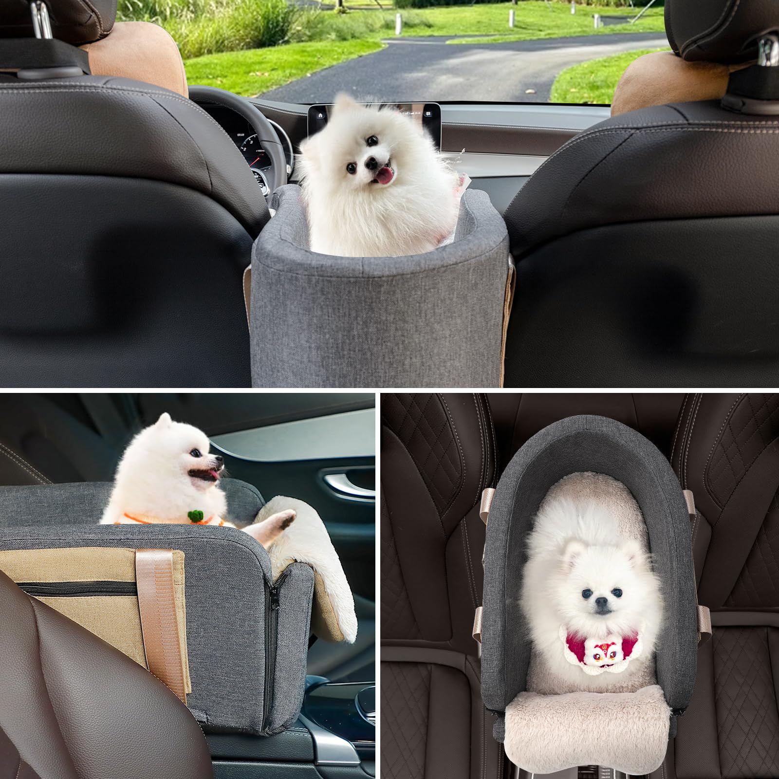 Cathpetic Console Dog Seat Nest Cushion offers cozy, machine-washable comfort on road trips