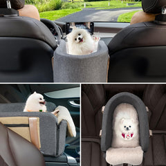 Cathpetic large console dog seat features non-slip straps for stable travel.
