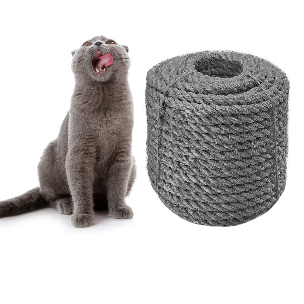 CAThrone sisal rope 6mm gray for refurbishing cat scratching posts with durable grip.
