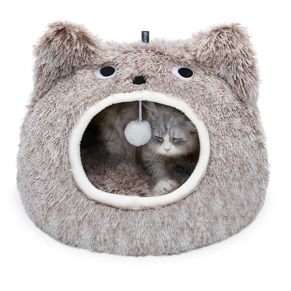 CATISM Cat Bed plush cave provides a cozy private nap sanctuary for indoor cats.