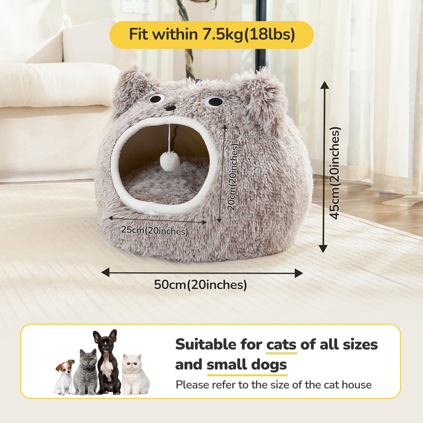 CATISM Cat Bed removable cushion allows easy cleaning and year-round comfort.