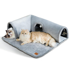 CATISM Cat Bed with Tunnel soft cave for cozy naps and playful exploration