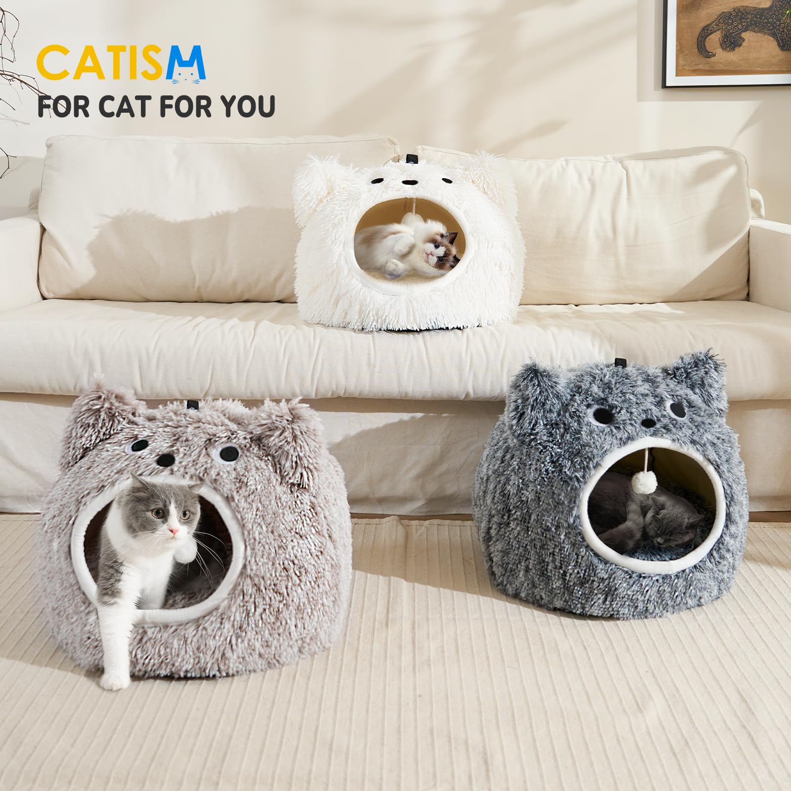 CATISM Cat Bed washable materials simplify maintenance after playful sessions.