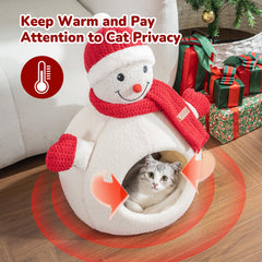 CATISM Christmas Cat Bed inner cave provides semi-enclosed retreat for feline privacy