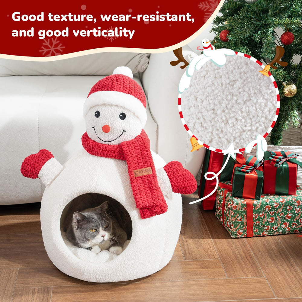 CATISM Christmas Cat Bed non-slip bottom keeps the bed stable on floors