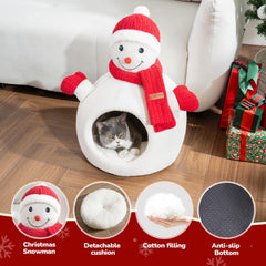 CATISM Christmas Cat Bed removable cushion highlights easy cleaning and year-round use