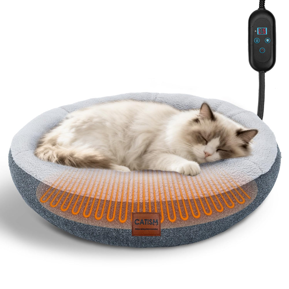 CATISM heated cat bed donut shape offers secure cozy nap space.