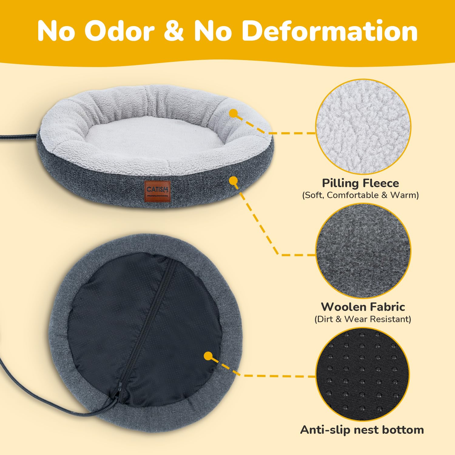 CATISM non-irritating materials ensure a comfy, gentle rest.
