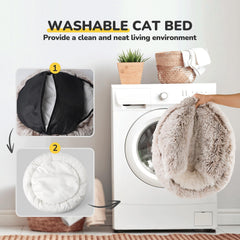 CATISM Plush Hooded Cat Bed non-slip bottom keeps bed in place during playtime