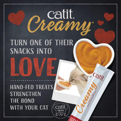 Catit Creamy Lickable Treat used as a moist topper on dry food.