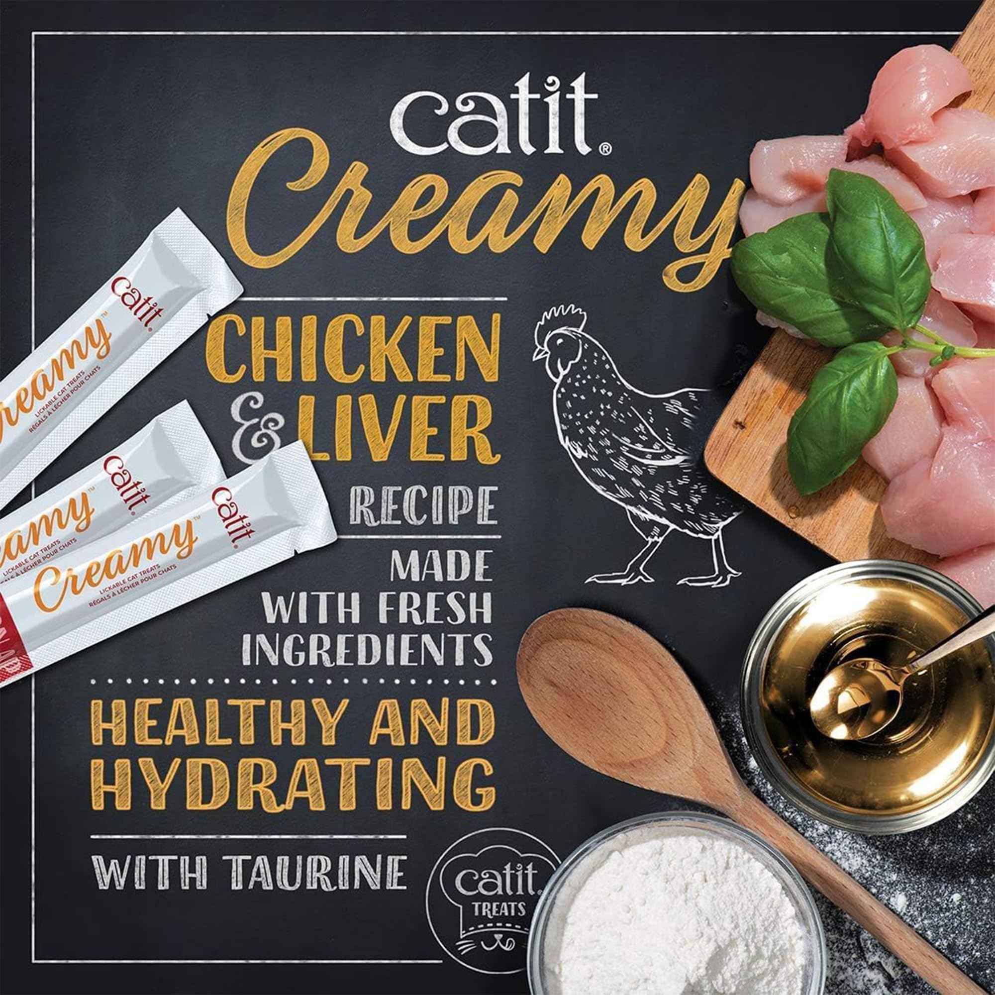 Catit Creamy Lickable Treat open tube ready to feed.