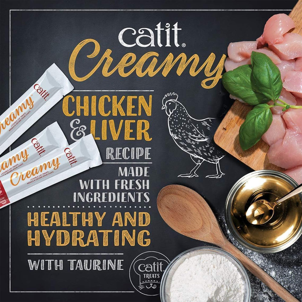 Catit Creamy Lickable Treat open tube ready to feed.