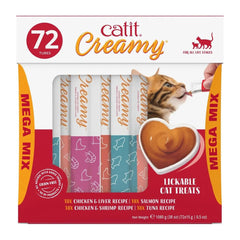 Catit Creamy Lickable Treats in hand for interactive bonding and rewards.