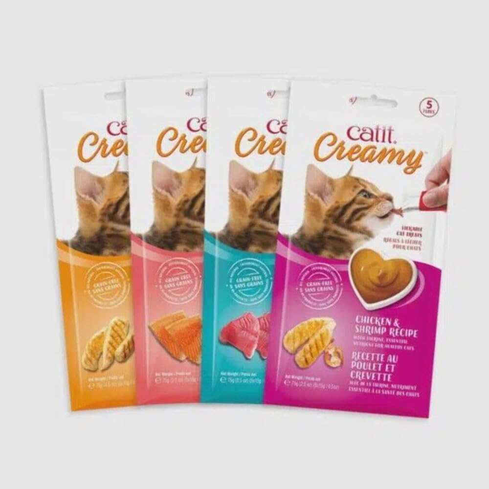 Catit Creamy treat in a cat dish ideal for mealtime enrichment.