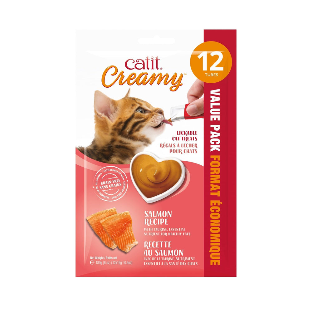 Catit Creamy tub highlights taurine enrichment for essential nutrient support.