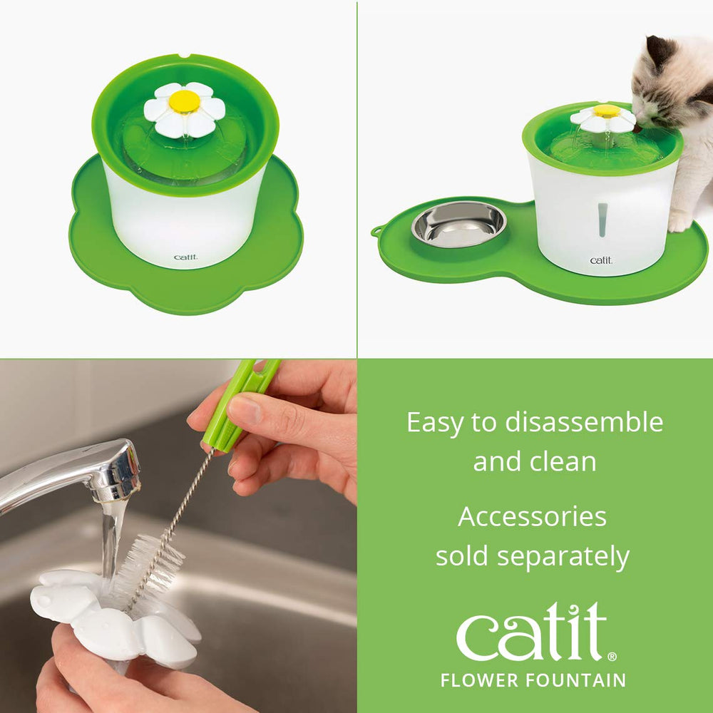 Catit Flower Fountain Senses 2.0 compatibility enables flexible filter choices.