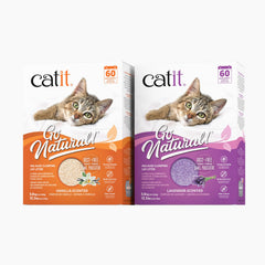 Catit Go Natural pea husk litter clumping closeup shows tight clumps for easy scooping