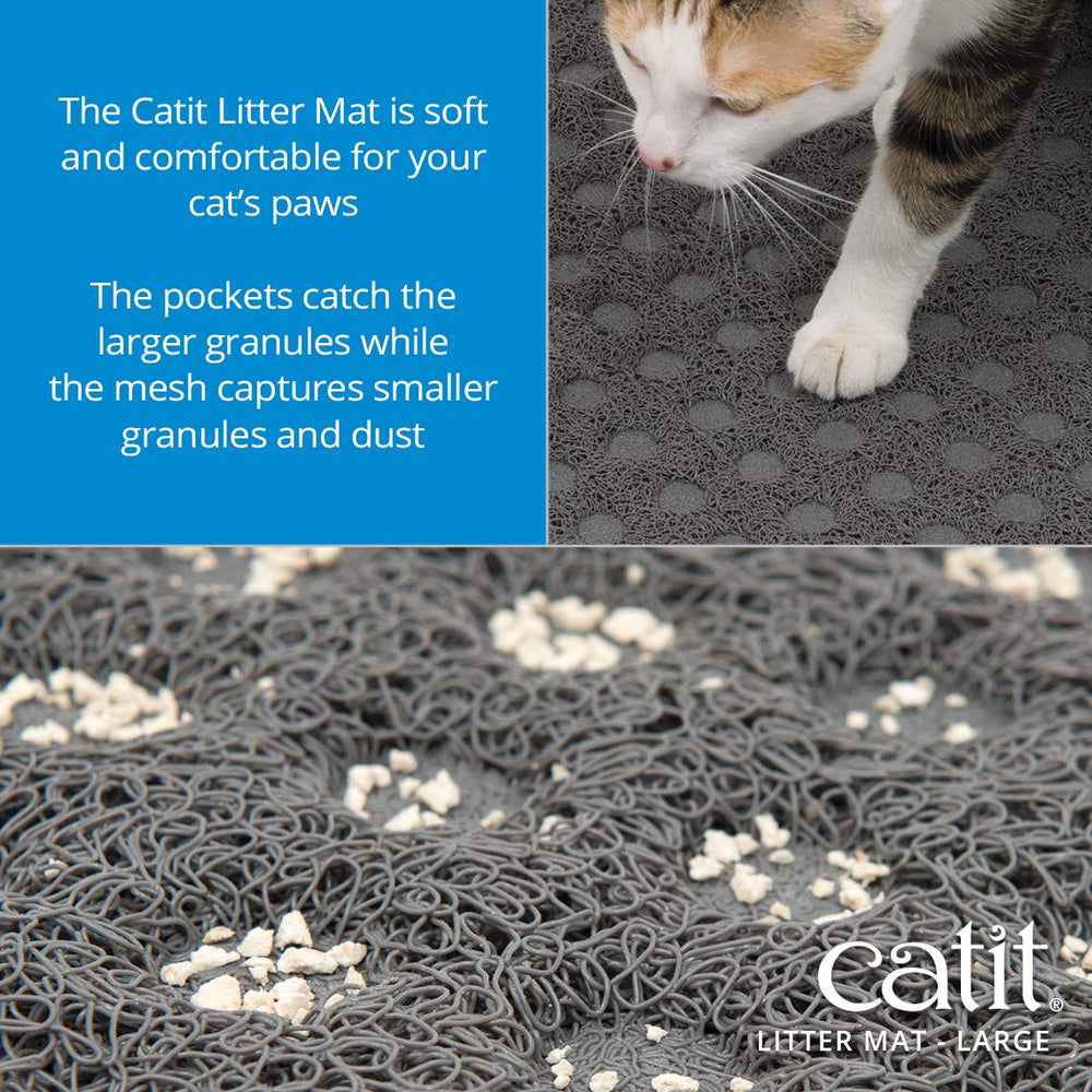 Catit Large Cat Litter Mat with non-slip backing keeps it secure.