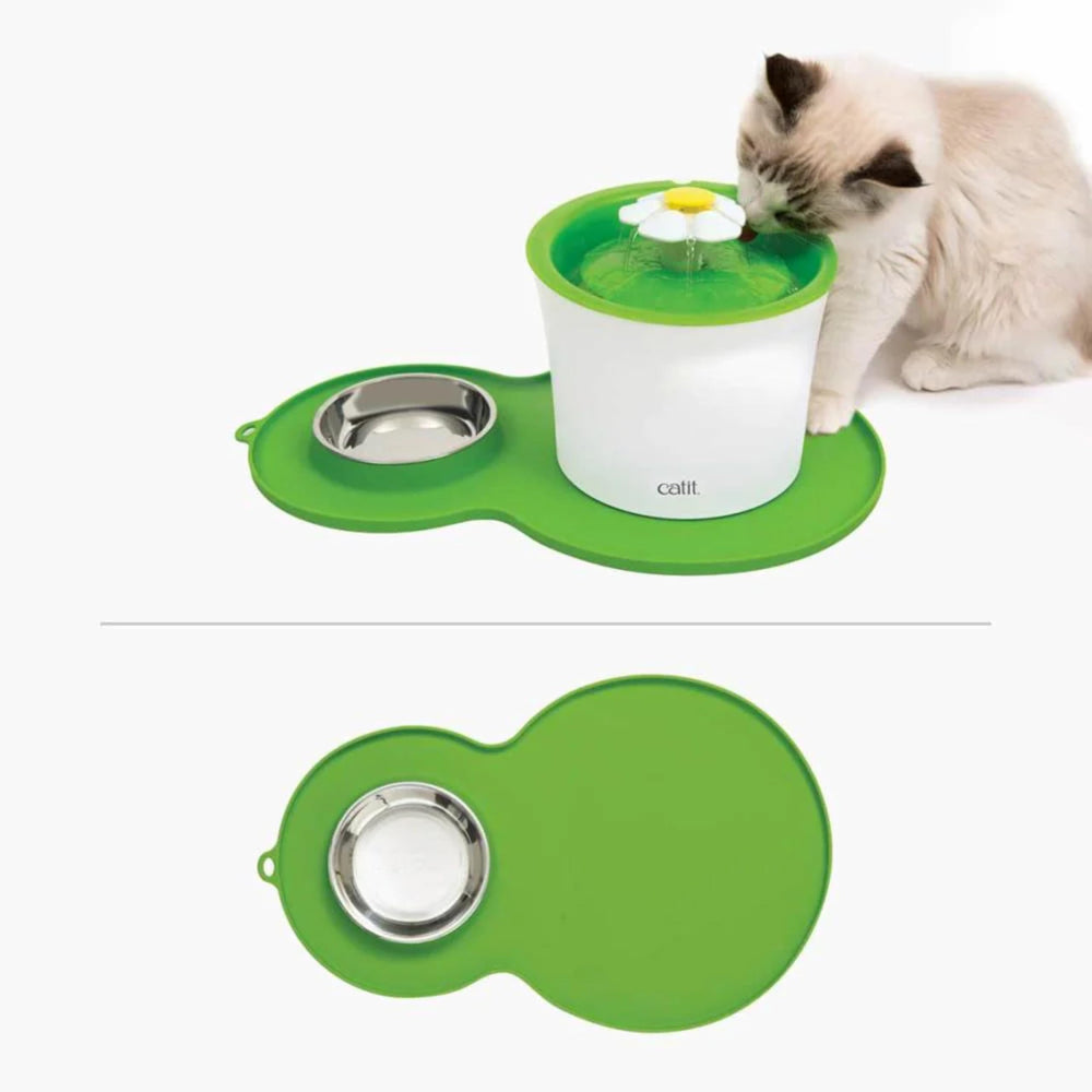 Catit placemat anti-slip surface protects floors from spills.