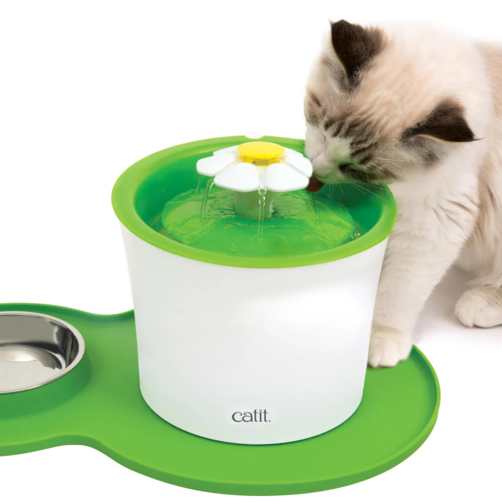 Catit peanut-shape placemat pairs with Catit Senses setups.