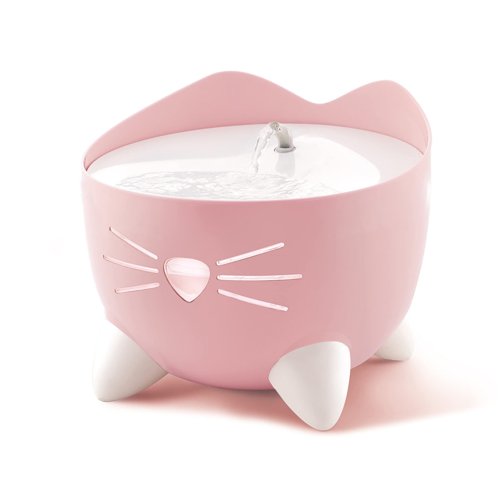 Catit PIXI cat drinking fountain front view pink highlights accessible hydration