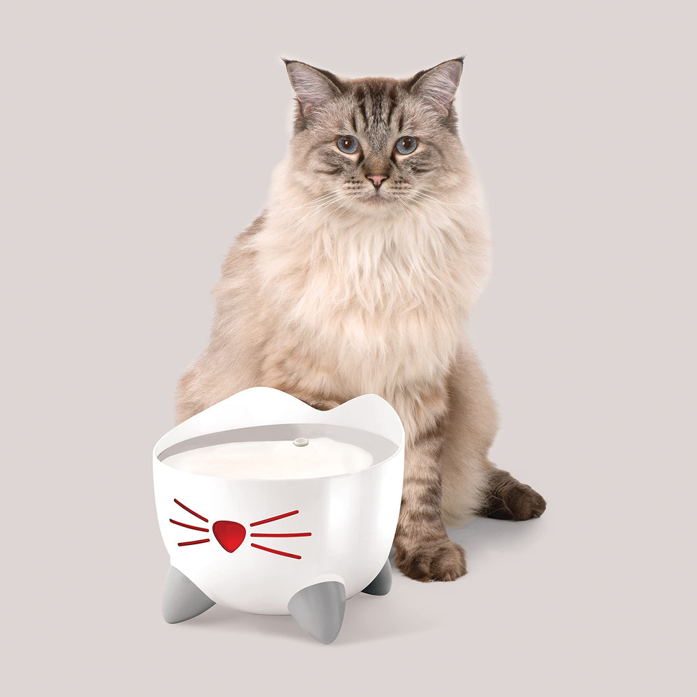 Catit PIXI silent suspended pump reduces vibration for calmer cats.